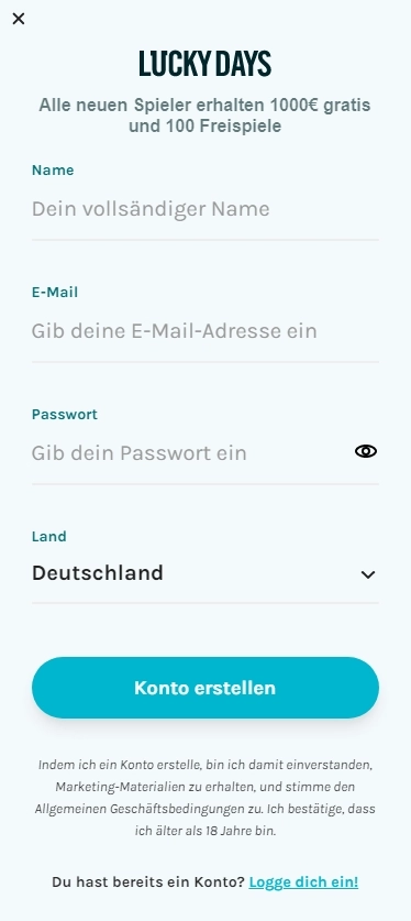 lucky days casino login