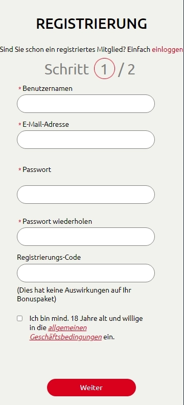 Agent Spins Registrierung